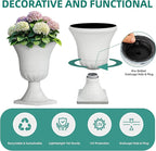 22" H Urn Tall Planters, 2-Pack Large Flower Pots for Indoor Outdoor Use, Elegant White Terrazzo Weather-Resistant Pot Containers for Garden Patio Yard Balcony Entryway or Home Décor, KD Base