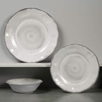 Melamine Dishes Dinnerware Sets - 12pcs Melamine Dinner Plates, Salad Plates and Bowls, for Everyday Use White