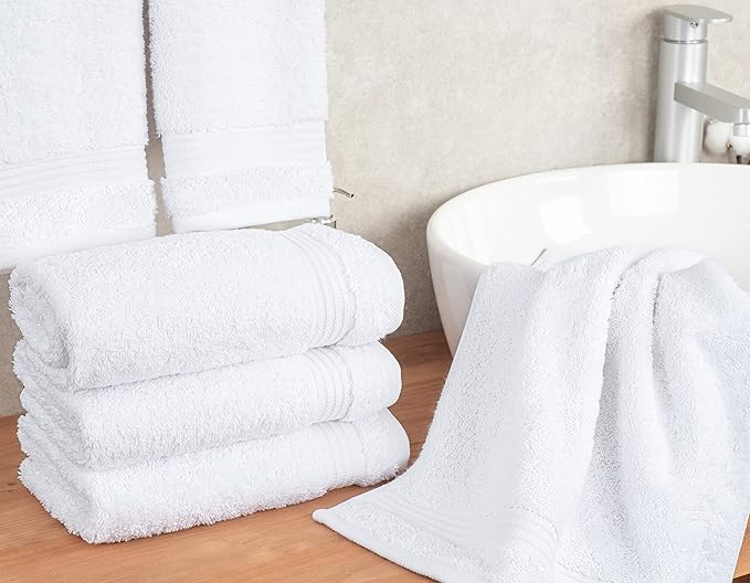 Cotton Paradise Hand Towels for Bathroom, 100% Cotton Turkish 4 Piece Hand Towel Set, Soft Absorbent Face Towels, White Hand Towels