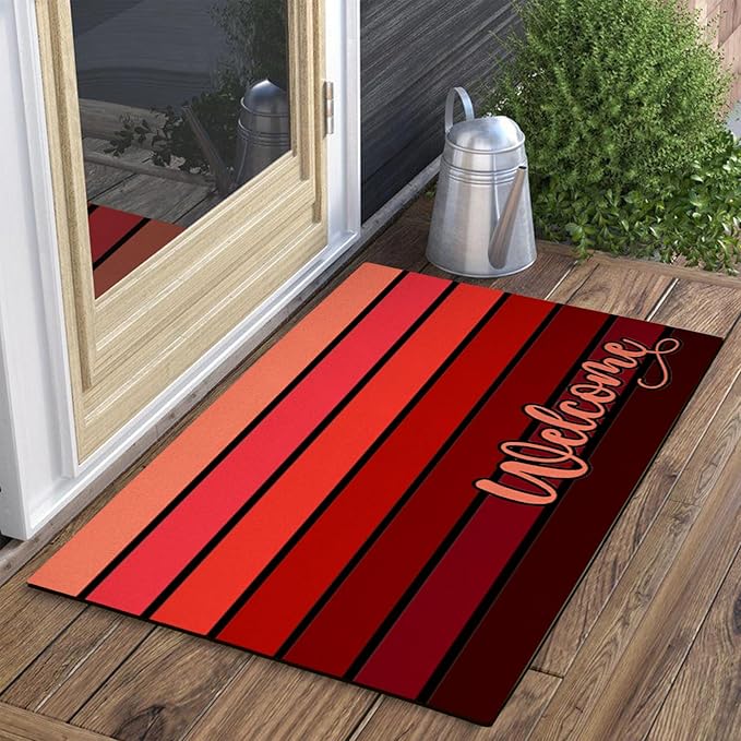 Bulijojo Poinsettia Entrance Door Mat Large 17 x 30 Inch Entry Way Doormat Red Front Door Rug Outdoor Heavy Duty Welcome Mat, Non Slip Rubber Back Low Profile