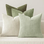 MIULEE Christmas Decorative Throw Pillow Covers Set of 4 Summer Light Green Gradient Natural Earthy Modern Classic Soft Corduroy Cushion Covers for Sofa Couch Bed Living Room Home Decor 18x18 Inch