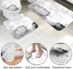 Lnond 4Pcs Bathroom Shower Curtain Sets with Rugs,White Black Painting Art Bathroom Sets with Shower Curtain and Rugs and Accessories
