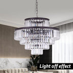 24" Oil Brown Crystal Chandelier, Modern 5-Tier Ceiling Light with Clear Crystal Prisms, Luxury Pendant Lighting for Dining Room Entryway