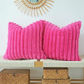 JOJUSIS Pack of 2 Faux Fur Plush Decorative Throw Pillow Covers Couch Cushion Case Soft Pillowcases (Hot Pink, 22 x 22-Inch)