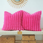 JOJUSIS Pack of 2 Faux Fur Plush Decorative Throw Pillow Covers Couch Cushion Case Soft Pillowcases (Hot Pink, 22 x 22-Inch)
