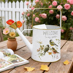 Metal Watering Can with Handle Rustic Farmhouse Watering Can Flower Pot Decorative Planter for Indoor Outdoor Garden Balcony Courtyard (White)