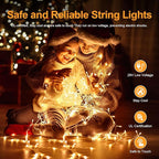 Total 250FT 760 LED Christmas Lights, 2 Packs 380 LED Outdoor String Lights Waterproof, Timer & Memory, 8 Modes Dimmable Plug in Fairy Lights for Tree Outside Xmas Holiday Decorations,Warm White