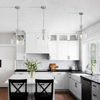 Glass Pendant Lights Kitchen Island, 11.8" Brushed Nickel Industrial Pendant Lighting, Modern Hanging Light Fixture with Glass Shade for Dining Room Kitchen Sink Hallway Entryway