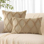 decorUhome Throw Pillow Covers 18x18 Inch Set of 2, Soft Plush Faux Fur Wool Khaki Couch Pillow Covers, Decorative Neutral Pillow Cases for Bed Sofa Living Room Home Decor