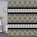 Boho Shower Curtain for Bathroom Bohemian Stripe Neutral Shower Curtains Fabric Black White Yellow Cloth Shower Curtain Modern Bathroom Waterproof Hooks Included 72 x 72 Inch