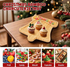 TJ POP Christmas Bell-Shaped Bamboo Serving Platter, Holiday Decorative Jingle Bell Candy Snack Tray, 10” x 9” Natural Wood Serving Tray Cute Charcuterie Board for Cheese, Cookies & Festive Displays