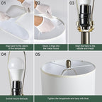 Table Lamps for Living Room Set of 2, 24.5" Modern Table Lamps for Bedroom with USB C+A Ports, Creative Stripe Touch Lamps for Nightstand, 2 Bulbs Included
