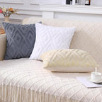 Pallene Blue Grey Throw Pillow Covers 16x16 Set of 2, Soft Plush Faux Fur Decorative Couch Pillow Covers for Sofa Bed Living Room Pillow Cases with 3D Diamond Pattern