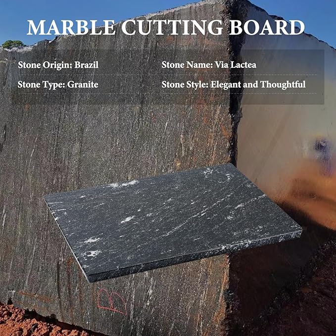 Koville Brazilian Natural Marble Cutting Board for Kitchen, 16x12inch Large Hand Crafted Marble Slab for Cheese, Charcuterie, Pastry Board - Wedding Gift, House Warming Gift