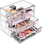 Sorbus Acrylic Makeup Organizer Set, 4-Drawer Vanity & Countertop Cosmetic Storage with Wide Drawers, Clear Makeup Storage for Brushes, Lipsticks, Jewelry – Holiday Gift for Women & Teens