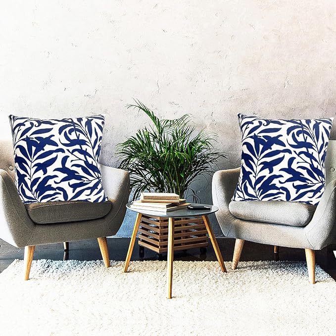 Decorative Throw Pillow Covers Set of 2 Blue Pillow Covers 20x20 inch Short Plush Couch Throw Pillow Cases Floral Throw Pillows,Farmhouse Outdoor Pillow Covers for Sofa Bed Living Room Car