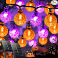 LORRYTE 2-Pack 100 LED 64FT Purple and Orange Solar Halloween Lights, Outdoor Waterproof Solar Globe String Lights with 8 Lighting Modes, Halloween Outdoor Decorations for Garden Party