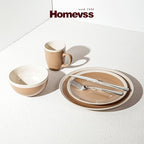 Rock Ridge Speckled Stoneware Dinnerware Set (16pc Set, Beige and Ivory)