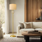 Oneach 61.5" Modern Floor Lamp for Living Room, Gold Boho Standing Lamp with Rattan Glass Design, Rotary Switch, Farmhouse Tall Lamps for Bedroom Office Dining Room (Without Bulb)