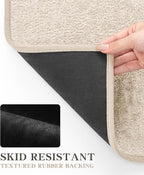 chakme Bathroom Rugs Mat 32x17, Ultra Thin Non Slip Bath Mat Quick Dry Absorbent Bath Mat for Bathroom Floor, (Light Beige, 32"x17")