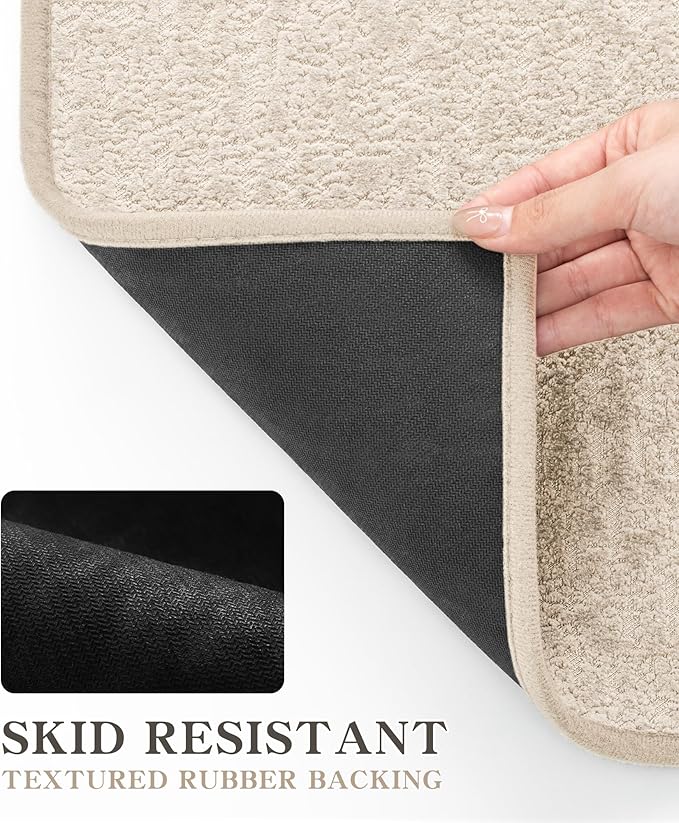 chakme Bathroom Rugs Mat 59x24, Ultra Thin Non Slip Bath Mat Quick Dry Absorbent Bath Mat for Bathroom Floor, (Light Beige, 59"x24")