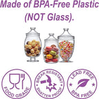 Amazing Abby - Keep - Acrylic Apothecary Jars (3-Piece Set), Plastic Jars with Lids, Bathroom Canisters, Vanity Organizers, Candy Buffet, Wedding Display, BPA-Free and Shatter-Proof (NOT Glass)