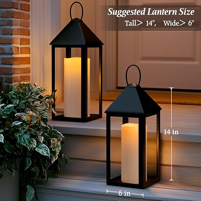 4" x 12" White Large Waterproof Outdoor Flameless Candles Battery Operated LED Flickering Pillar Candles with Remote and Timer for Indoor Outdoor Lanterns, Long Lasting, Set of 2