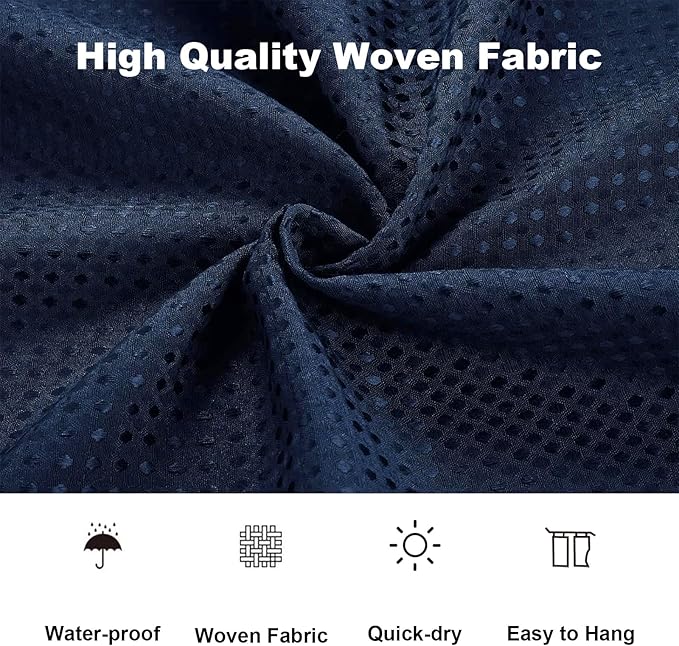 Boho Shower Curtain Set, Waterproof Fabric Shower Curtains, Luxury Hotel Style, Waffle Texture, Heavy Duty, Extra Long Bath Curtain, No Hook, Bathroom Decor, 72x72 Inch, Blue