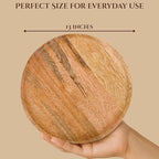 Alpha Living Home 13” Wooden Charger Plates - Set of 2, Handcrafted Round Rustic Dinnerware for Table Décor, Weddings, Thanksgiving, Parties, and Everyday Dining (Natural)