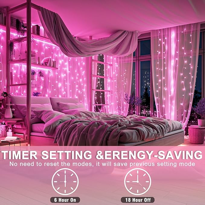 800 LED Pink String Lights Outdoor 262ft Pink Christmas Lights 8 Modes Lights Clear Wire, Plug in Waterproof Fairy String Lights for Bedroom Christmas Decorations