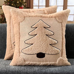 DFXSZ Christmas Pillow Covers 18x18 Beige Big Christmas Tree Decoration Soft Plush Faux Fur Jacquard Throw Pillows for Bedroom Sofa Holiday Festivals Winter Home Decor PTK068C18