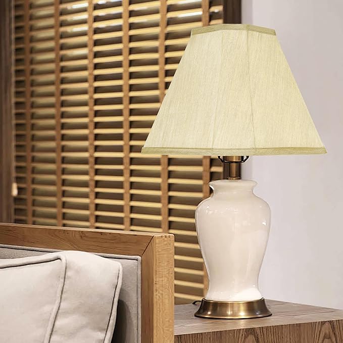 GO&SO Gold Bell Lamp Shades Set of 2 Fabric Lampshade, 6.5"Top x 13"Bottom x 11.2"Slant Height x 10.5''Vertical Height,(Spider) Modern Lamp Shade For Table & Floor Lamp Shade Replacement,Easy Assembly