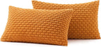 MIULEE Burnt Orange Throw Pillow Covers Soft Corduroy Decorative Set of 2 Boho Striped Pillowcases Farmhouse Home Decor for Thanksgiving Couch Bed Sofa Living Room 12x20 Inch