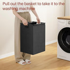 Laundry Basket Organizer, Laundry Hamper with Shelf & 2 Pull-Out Removable Bags, Dirty Clothes Hamper Organizer for Laundry Room Bathroom and Dorm, 2 x 11.8 gallons (44.5L)