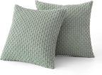 MIULEE Pack of 2 Decorative Throw Pillow Covers 20x20 Inch Soft Boho Striped Textured Corduroy Pillow Covers Modern Farmhouse Home Decor for Couch Bed Sofa Living Room Greyish Green