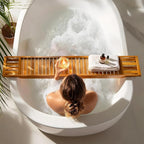 VaeFae Teak Bathtub Tray, Wooden Bath Caddy for Bathtub, Bath Tub Wood Table for Tub, 39.8" x 6" x 1.8"