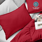 Bare Home Standard Pillow Sham Covers - Set of 2 - Premium 1800 Ultra-Soft Microfiber - Double Brushed - Bed Pillow Shams - Pillows Not Included (Set of 2, Red)