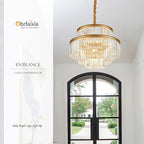 21.6" 14-Light Modern Crystal Chandelier Light Fixtures 4-Tier Gold Luxury Chandeliers for Dining Room Round Hanging Pendant Lighting for Living Room Kitchen Entryway Bedroom Foyer Hallway