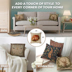 Charlotte Home Furnishings Decorative Pillow Covers for Couch 19x19 in, Tapestry Throw Pillow Cover for Living Room Bed Decor, Fox French Country Sofa Cushion Cases, Soft Cotton Jacquard Woven