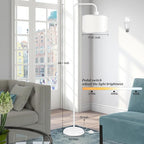 [Upgraded] LED Floor Lamp for Living Room, 3 Color Temperature Floor Lamp with Foot Switch Modern Standing Lamp Tall Pole Floor Reading Lamp for Bedroom, Study Room, Office, 9W Bulb Included, White