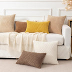 Kevin Textile Throw Pillow Covers Soft Corduroy Decorative Set of 2 Boho Striped Pillow Covers Pillowcases Farmhouse Home Decor for Couch Bed Sofa Living Room 24x24 Inch Mustard Yellow