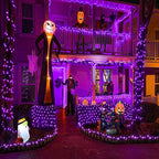 Vivideal 99ft 300 LED Halloween Lights Outdoor Waterproof, Purple String Lights Clear Wire with 8 Modes Plug in Purple Christmas Light for Tree Party Halloween Decorations