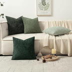 MIULEE Pack of 4 Christmas Couch Throw Pillow Covers 18x18 Inch Green Soft Decorative Chenille Pillow Covers Farmhouse Accent Cushion Covers for Boho Home Decor Sofa Bedroom Living Room