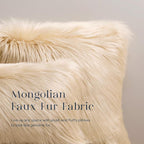 Phantoscope Pack of 2 Faux Fur Throw Pillow Covers Cushion Covers Luxury Soft Decorative Pillowcase Fuzzy Pillow Covers for Bed/Couch, Light Beige 26 x 26 Inches