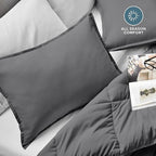 Bare Home Queen Pillow Sham Covers - Set of 2 - Premium 1800 Ultra-Soft Microfiber - Double Brushed - Pillows Not Included (Set of 2, Grey)