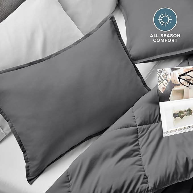 Bare Home Standard Pillow Sham Covers - Set of 2 - Premium 1800 Ultra-Soft Microfiber - Double Brushed - Stain & Fade Resistant - Bed Pillow Shams - Pillows Not Included (Set of 2, Grey)