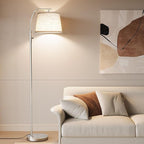 SUNMORY Floor Lamps for Living Room, 9W Bulb Included, Lamp for Bedroom with Adjust Head, Standing Lamp with Rotary Switch, 0-100% Dimmable Floor Lamp for Living Room Bedroom Office Nursery, Nickel.