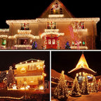 BHCLIGHT Extra-Long Connectable 99FT 240LED Christmas String Lights Outdoor/Indoor, Timer & Memory & 8 Modes, Warm White String Lights Waterproof Green Wire Tree Lights for Xmas Holiday Yard Party