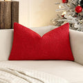 MIULEE Textured Boucle Throw Pillow Cover Christmas Red Accent Solid Lumbar Pillow Case Decorative Soft Pack of 1 Couch Cushion Chair Sofa Bedroom Livingroom Home Decor,12x20 Inch
