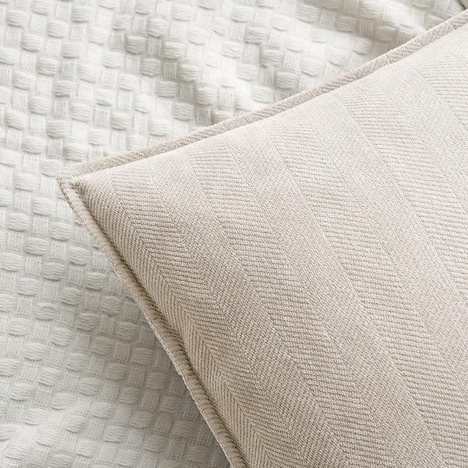 MIULEE Pack of 2 Christmas Cream Beige Decorative Pillow Covers 24x24 Inch Soft Chenille Couch Throw Pillows Farmhouse Cushion Covers Euro Shams with Elegant Design for Sofa Bedroom Living Room